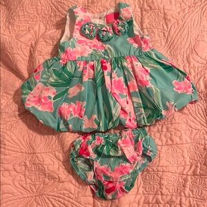 Lilly Pulitzer Green and Pink Formal Dress